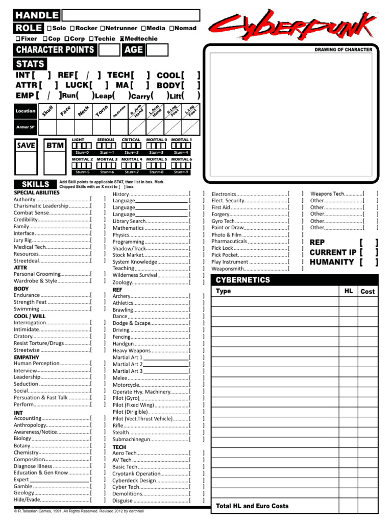 Cyberpunk Character Stats Overview | PDF