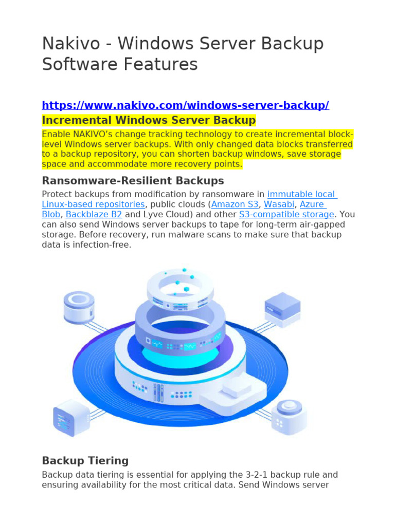 Nakivo Windows Server Backup Features | PDF | Backup | Cloud Computing