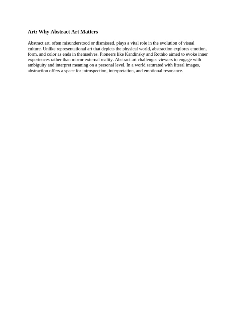 Art: Why Abstract Art Matters | PDF