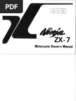 Ninja ZX 7 1990 Owners Manual | PDF