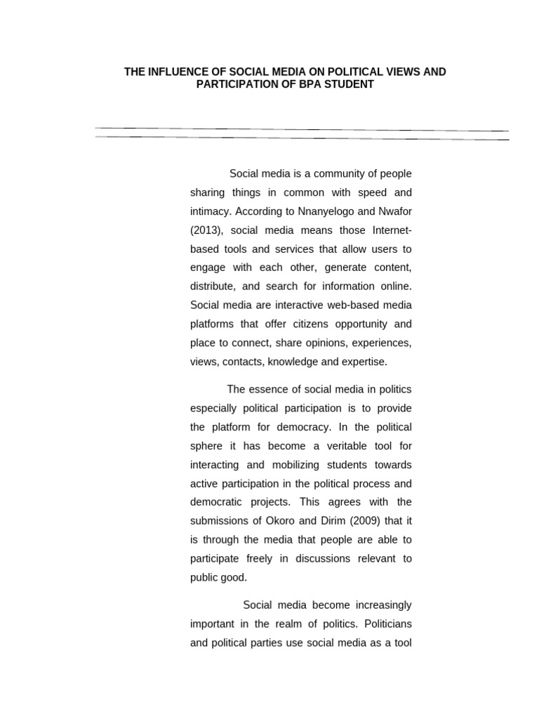 Social Media's Impact on Student Politics | PDF | Social Media ...