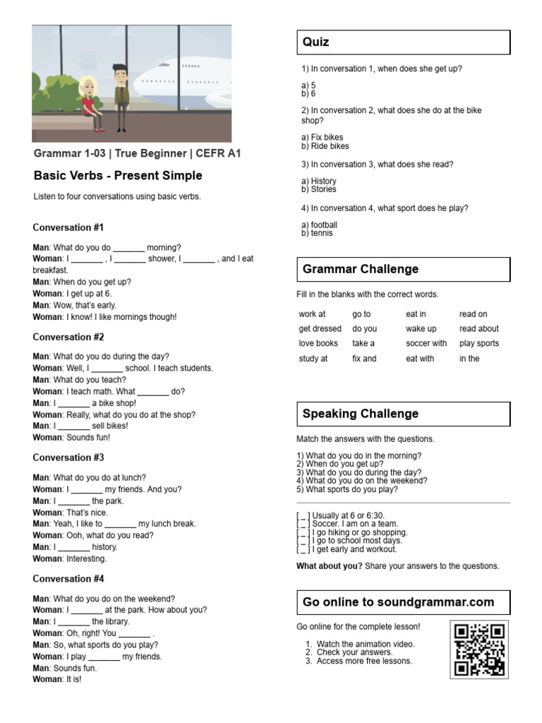 Basic Verbs in Present Simple | PDF | Grammar | Linguistics
