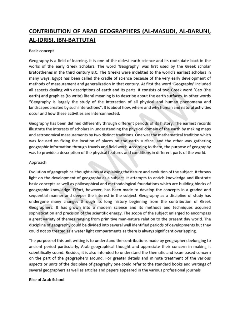 Arab Geographers' Impact on Geography | PDF | Geography | Arabs