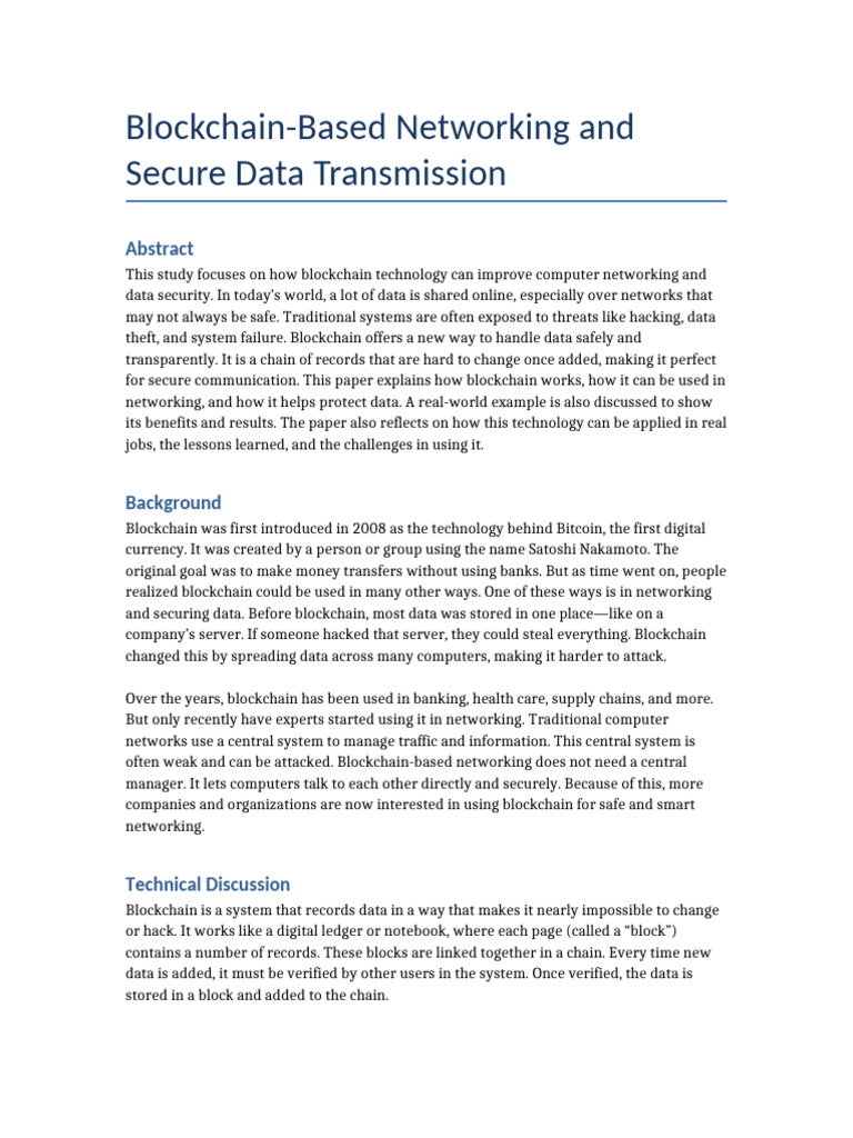 Blockchain for Secure Networking Solutions | PDF | Computer Network ...
