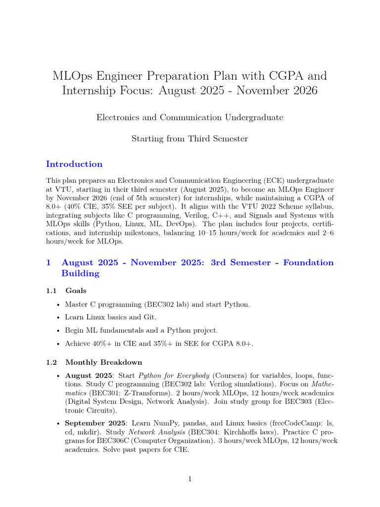 MLOps Engineer Prep Plan for ECE Students | PDF | Cloud Computing ...