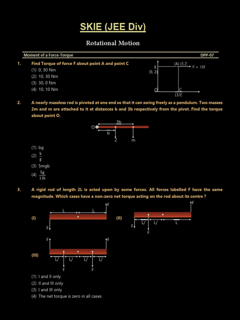 Torque Calculations for Various Forces | PDF | Rotation Around A Fixed ...