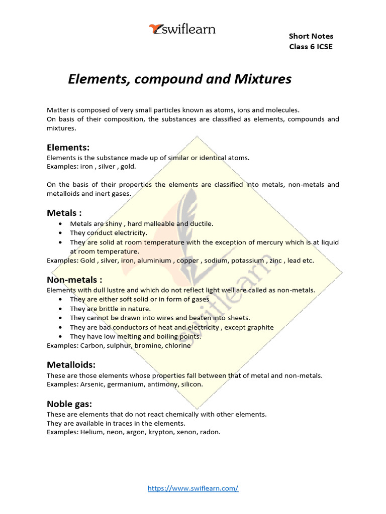 2 Elements Compounds and Mixture | PDF | Mixture | Chemical Compounds