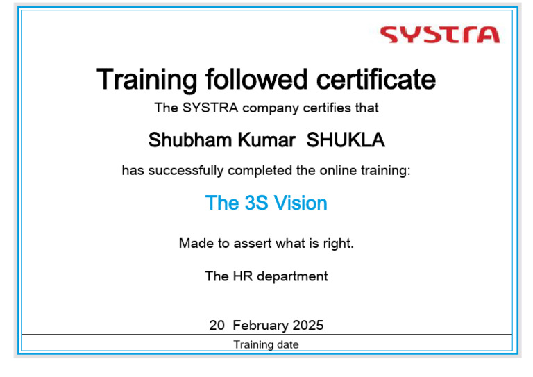 Certificate of Completion 3 S Vision | PDF