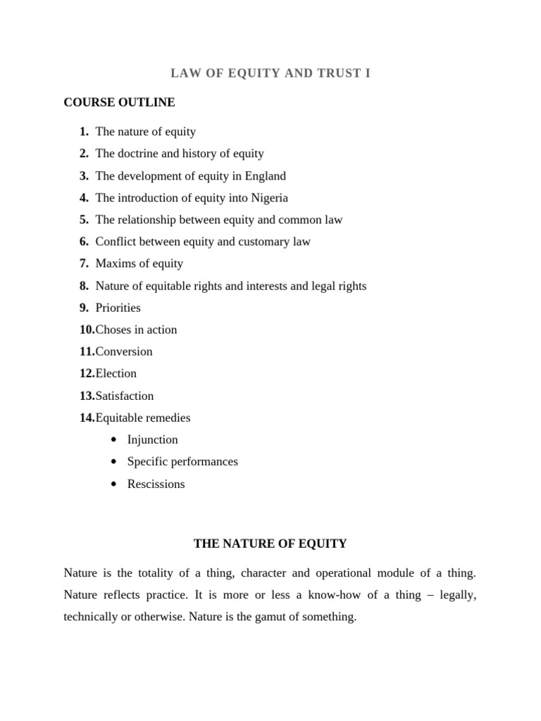 Equity & Trust 1 | PDF | Equity (Law) | Common Law