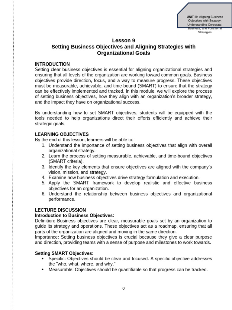 Setting SMART Business Objectives | PDF | Goal | Strategic Management