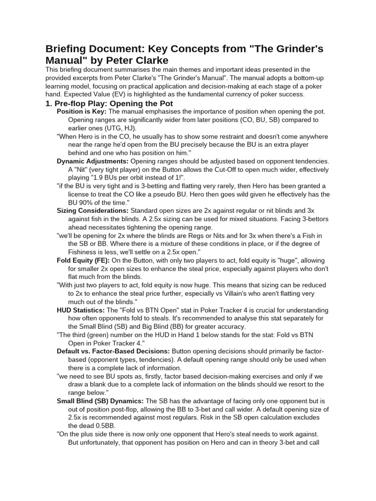 Briefing Document - Key Concepts From - The Grinder's Manual - by Peter ...