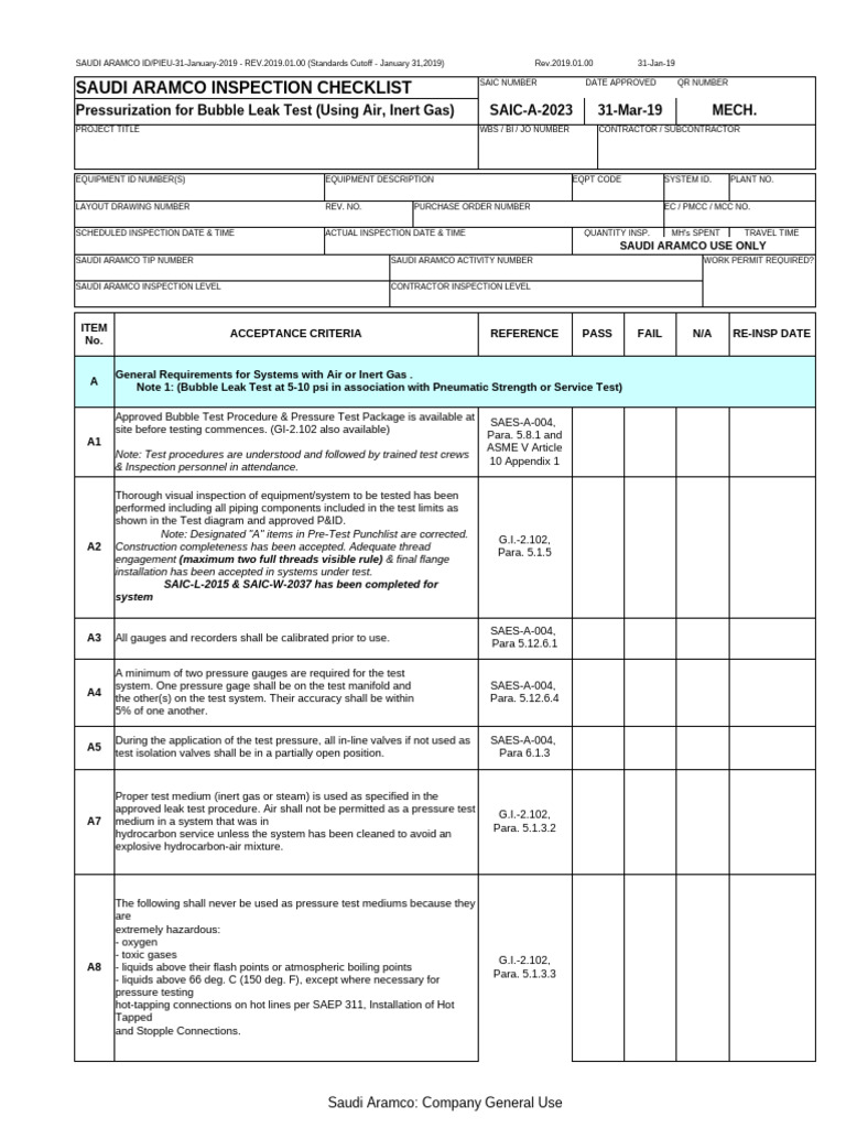 Saic A 2023 | PDF | Pipe (Fluid Conveyance) | Leak