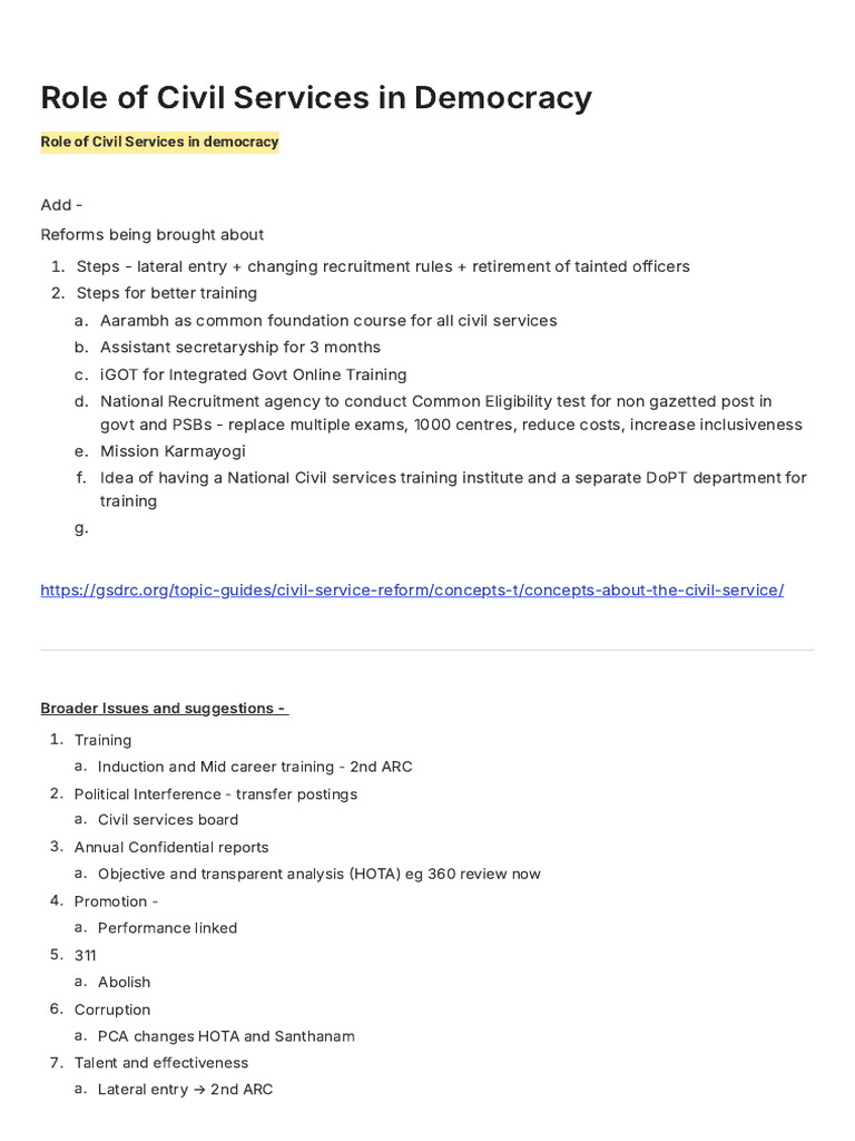 Civil Services' Role in Democracy Reforms | PDF | Civil Service ...