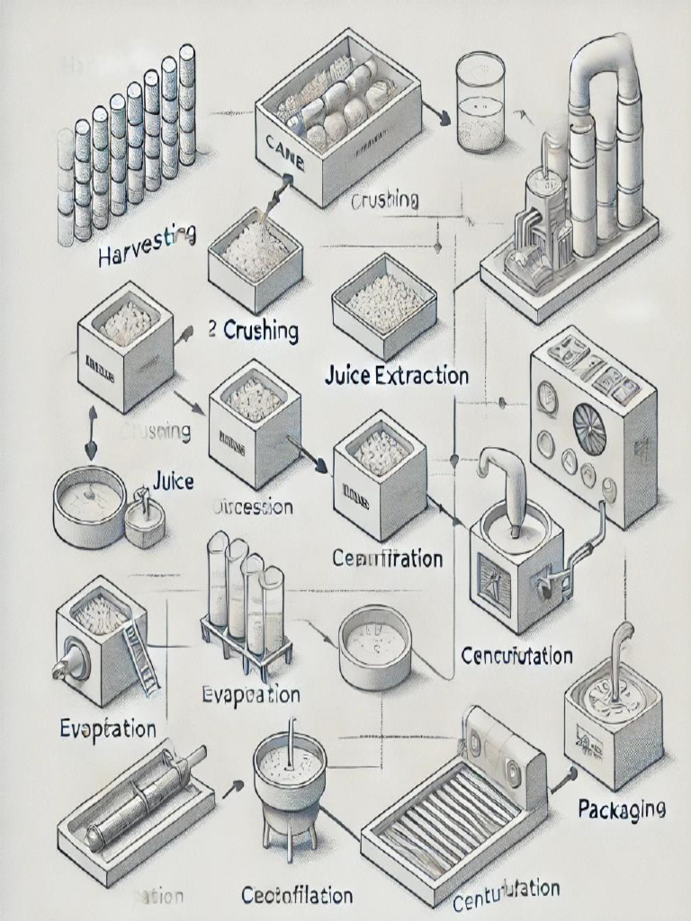 Cane Sugar Manufacturing Process Flowchart | PDF