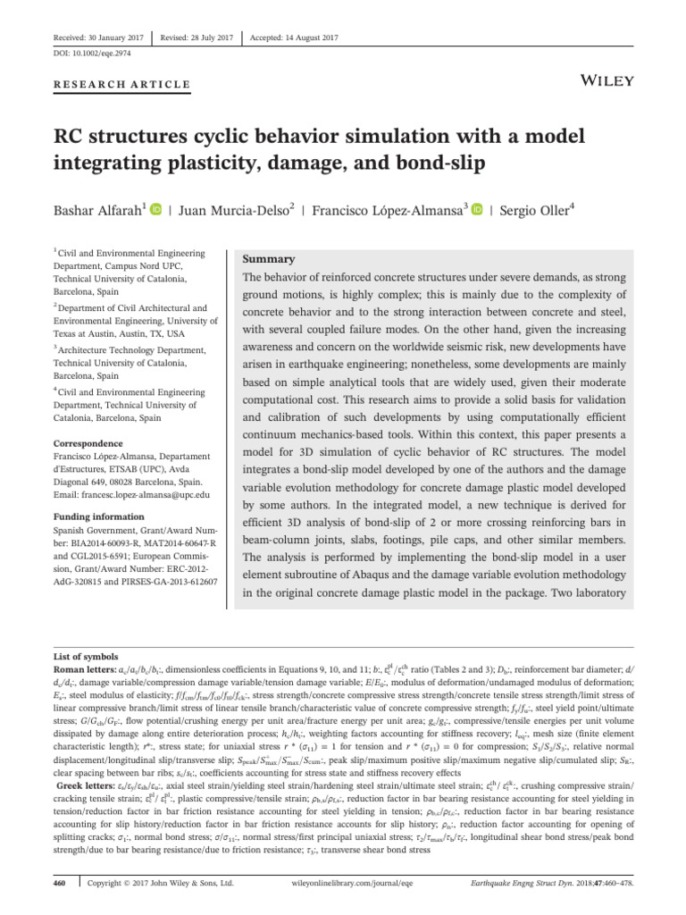 Cyclic Behavior Simulation of RC Structures | PDF | Strength Of ...
