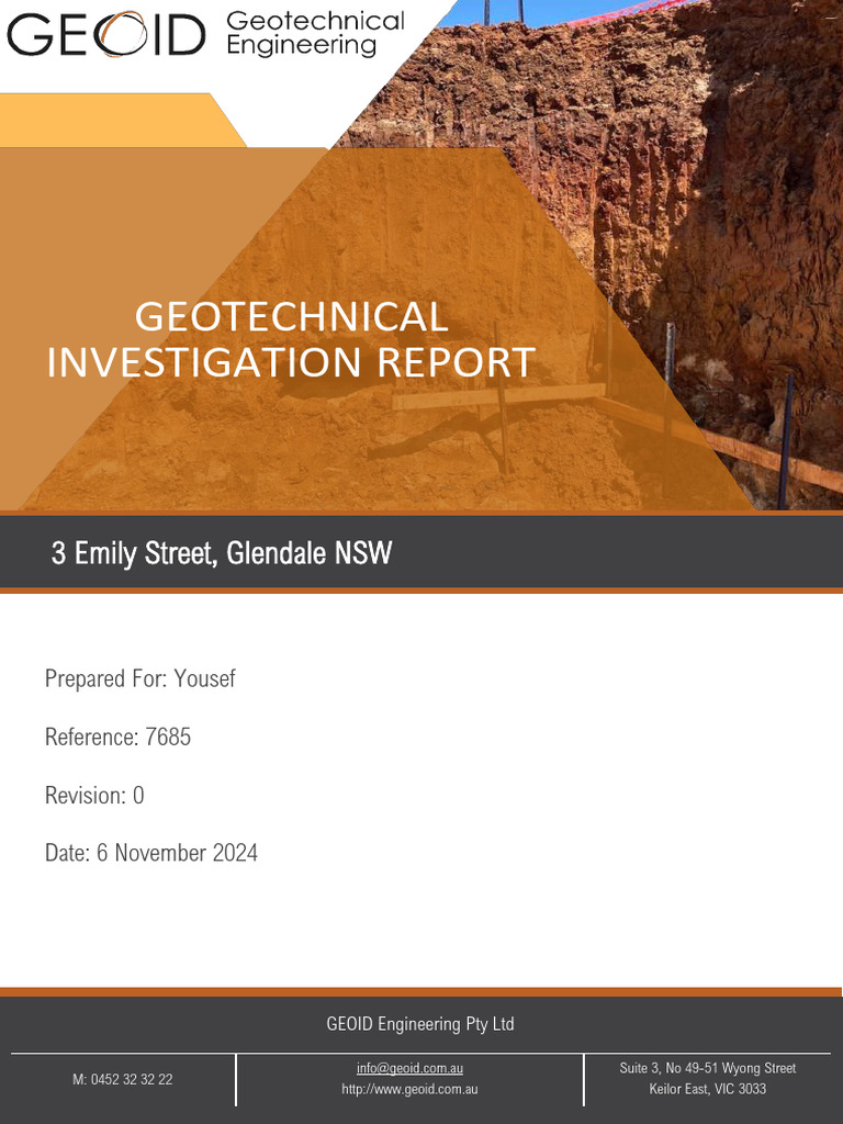 Geotechnical Report for 3 Emily Street | PDF | Foundation (Engineering ...