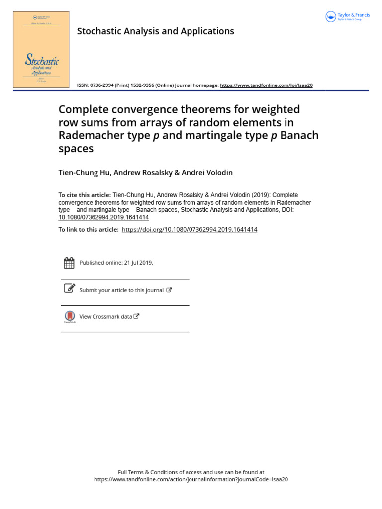 Curated visual reference: Complete Convergence Theorems For Weighted Row Sums From Arrays Of Photo Inspiration