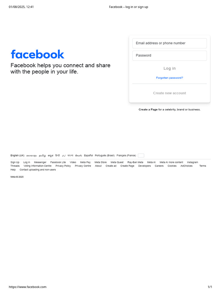 Facebook Login and Sign-Up Guide | PDF