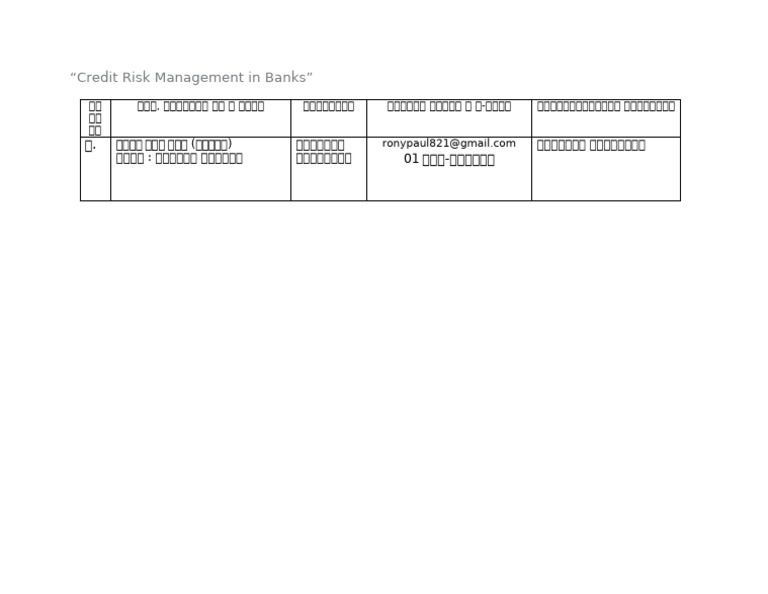 Credit Risk Managemnt in Banks | PDF