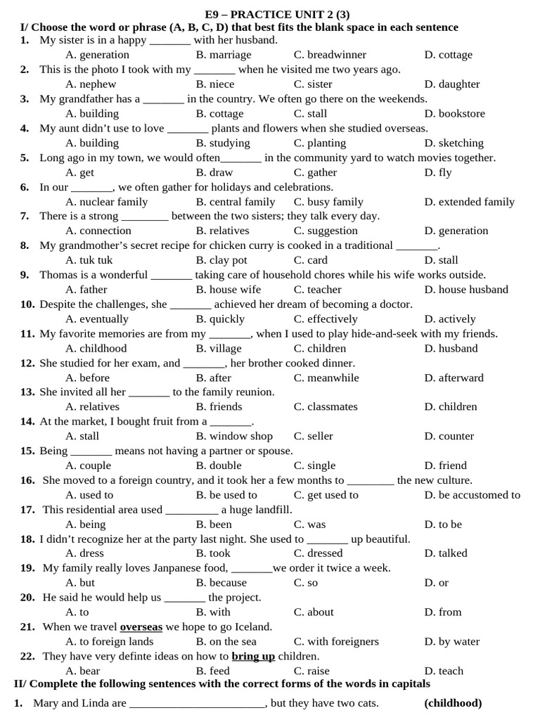 HT 9 - Practice Unit 2 | PDF
