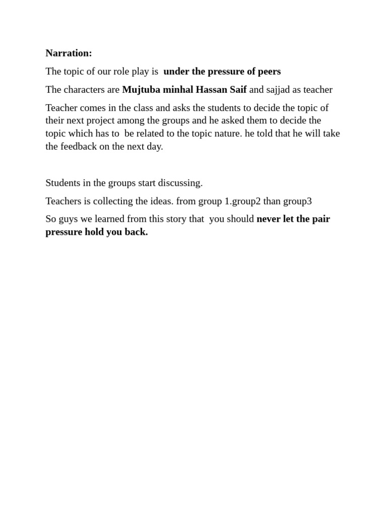 Narration of Shadow Role Play | PDF