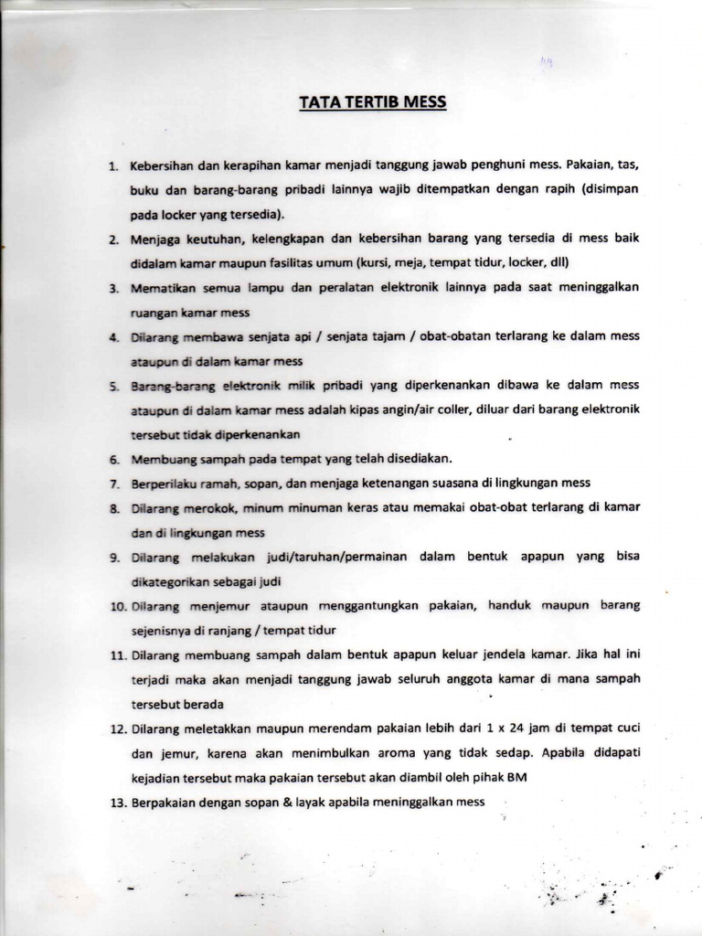 Tata Tertib Mess | PDF