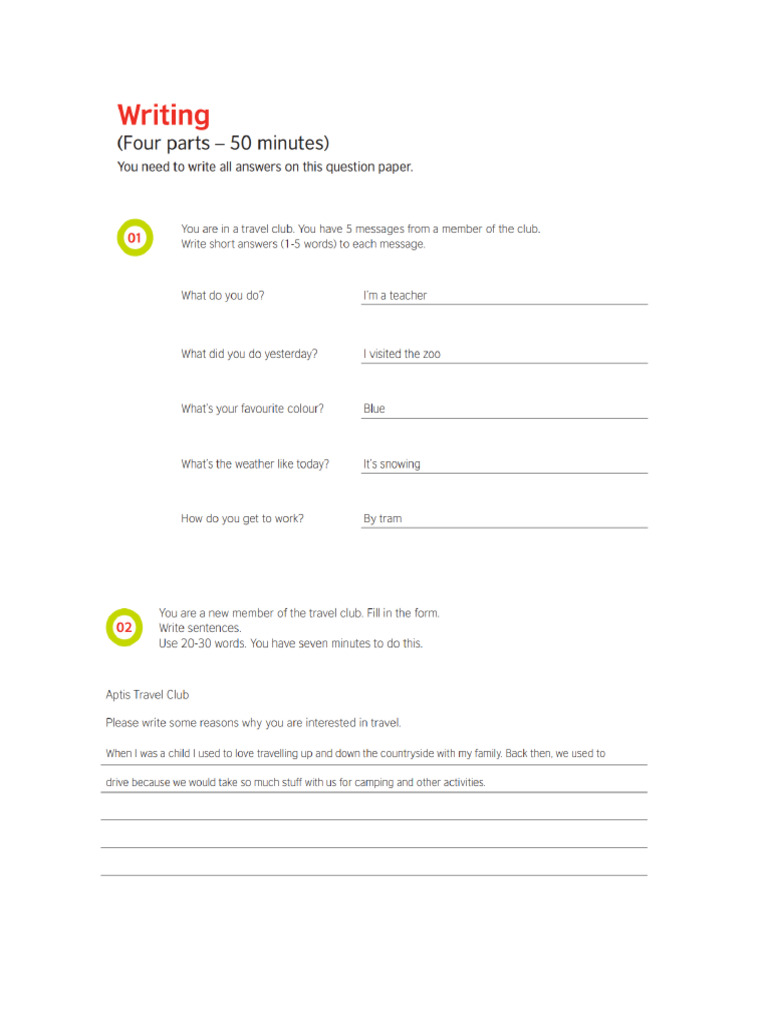 Aptis Writing Sample | PDF