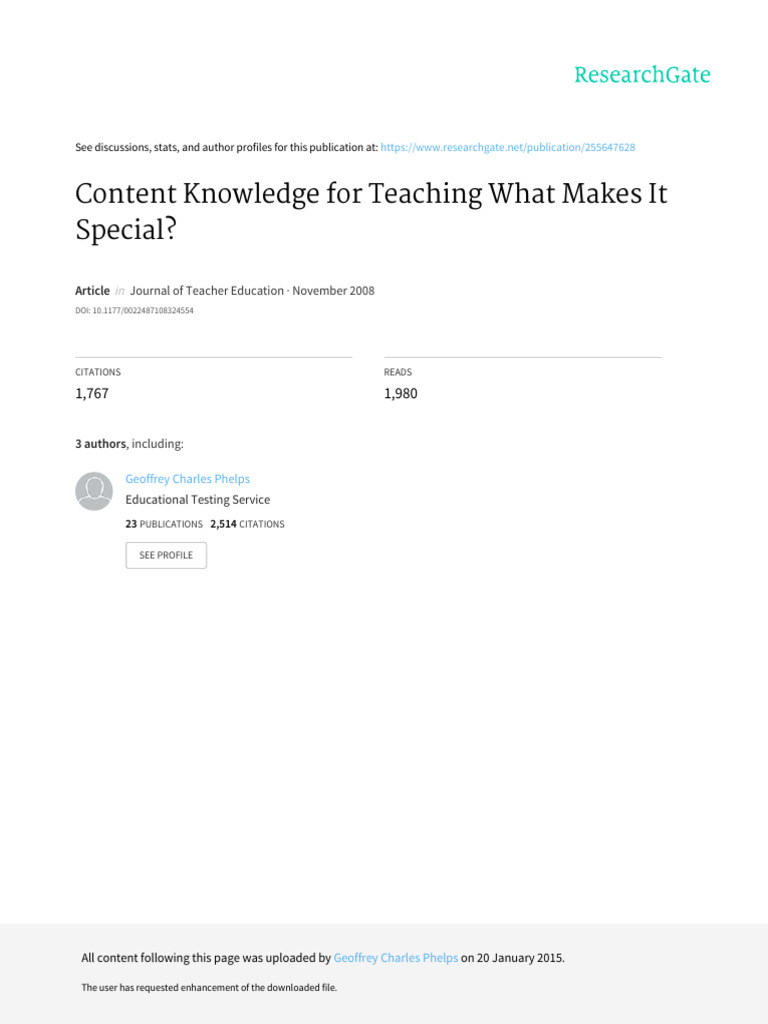 Content Knowledge for Teaching Insights | PDF | Pedagogy | Teachers