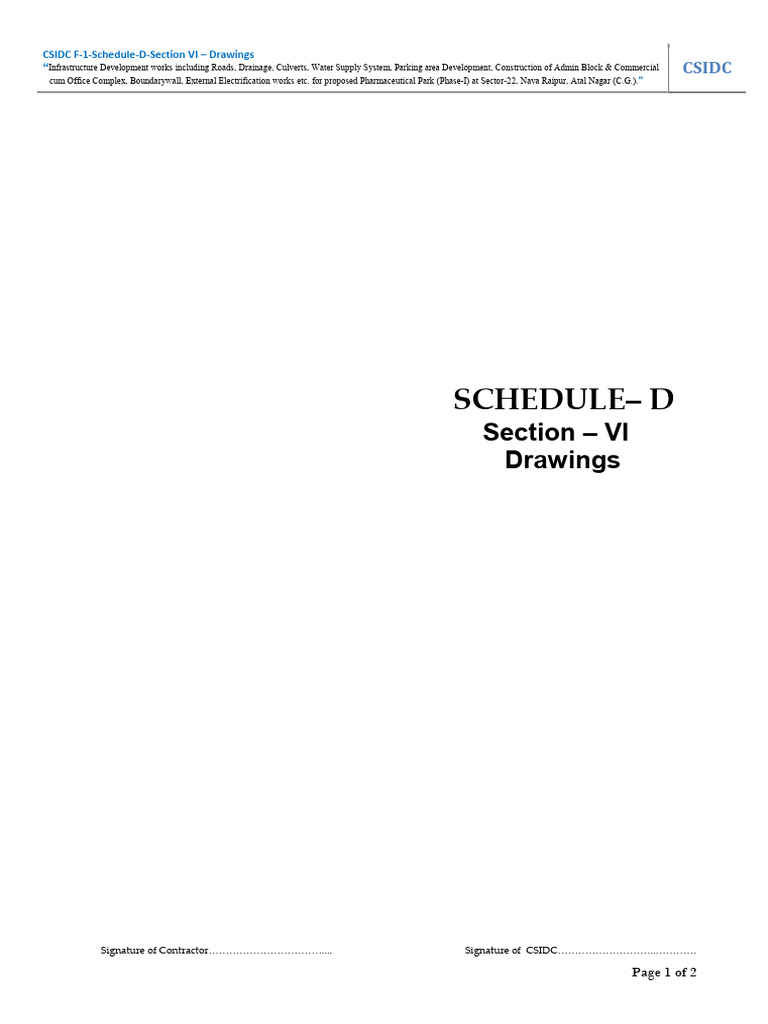 SCH D Section VI List of Drawings | PDF | Ownership | Housing