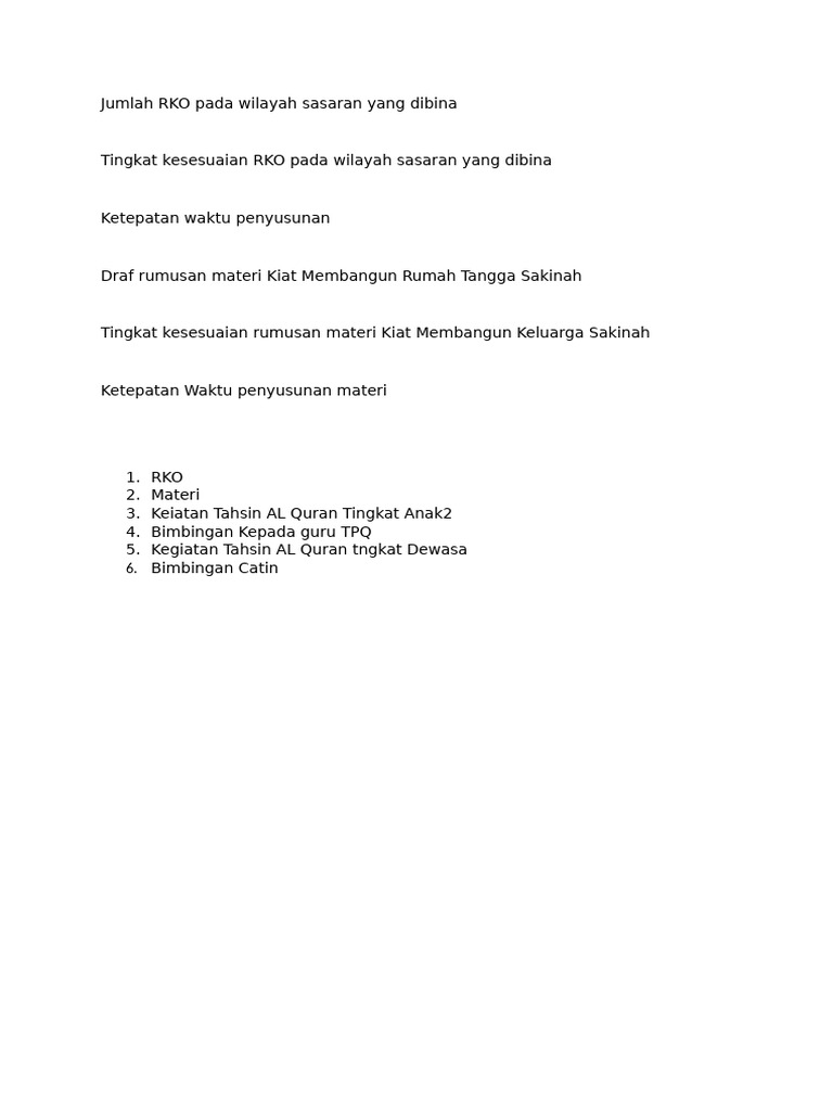 Evaluasi RKO dan Materi Keluarga Sakinah | PDF