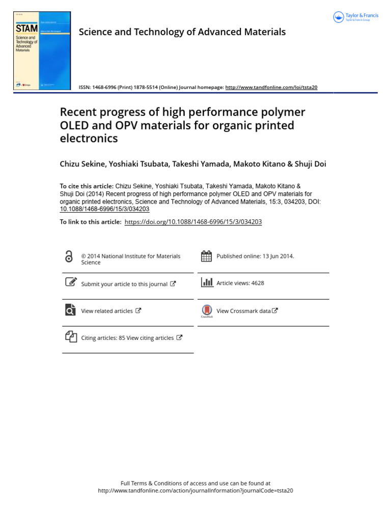Curated visual reference: High Performance Advanced Materials Reference: 2014 Recent Progress Of High Performance Polymer Oled And Opv