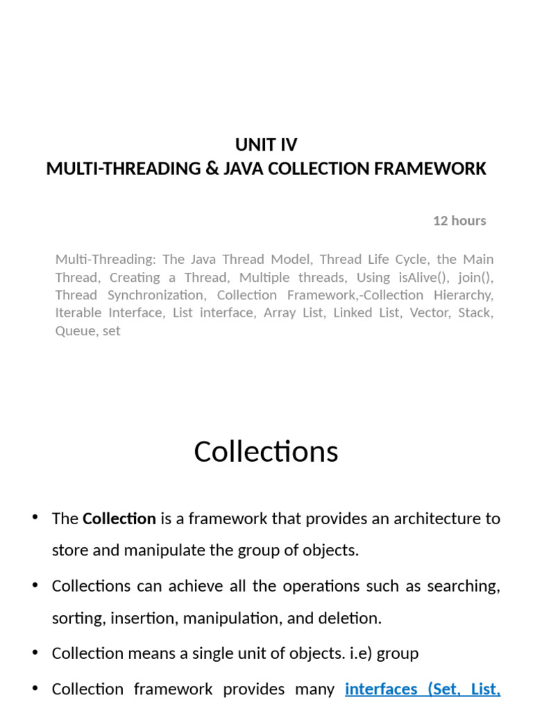 Java Multi-Threading & Collections Guide | PDF | Class (Computer ...