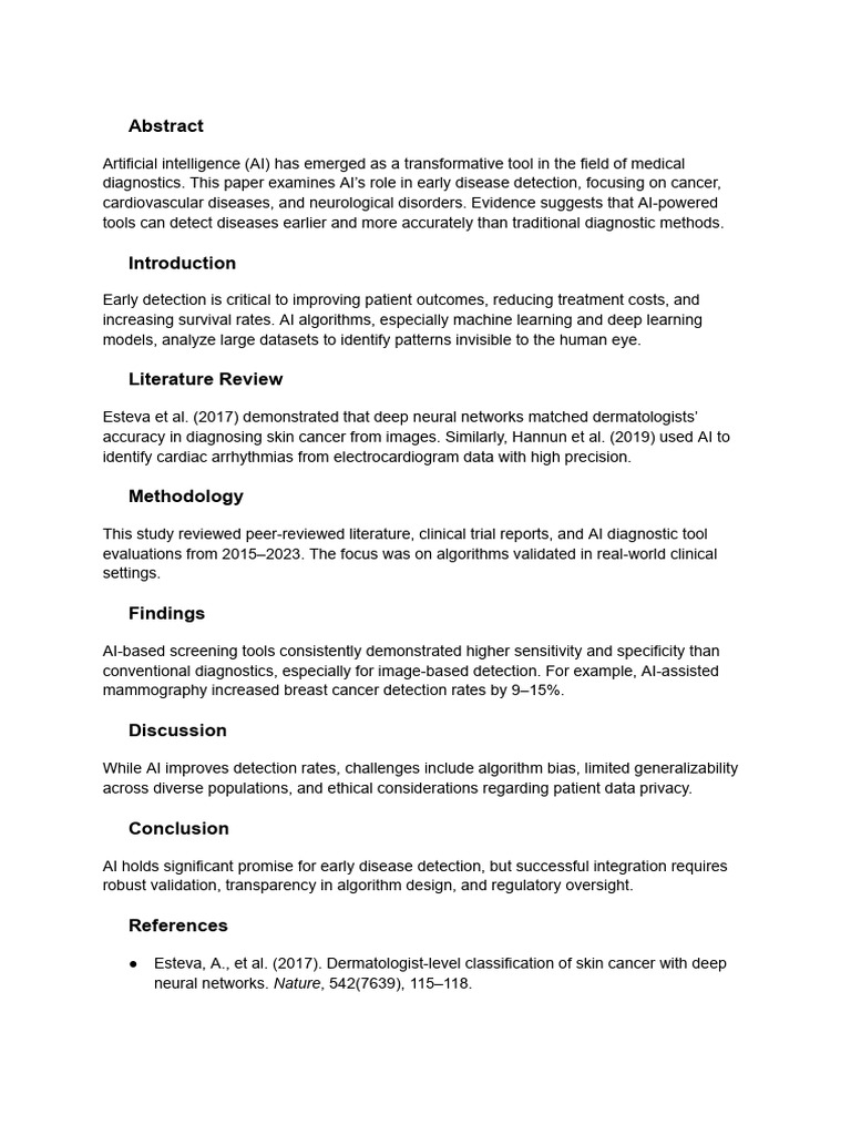 Paper 4 - The Role of Artificial Intelligence in Early Disease ...
