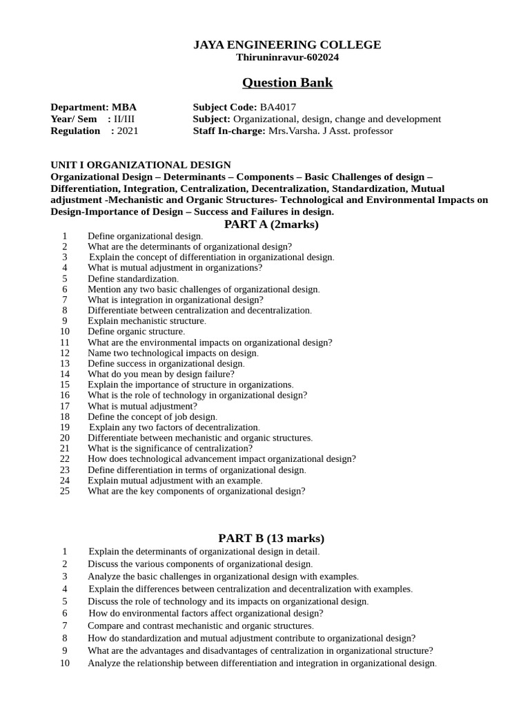 Organizational Design and Change Insights | PDF | Organization ...