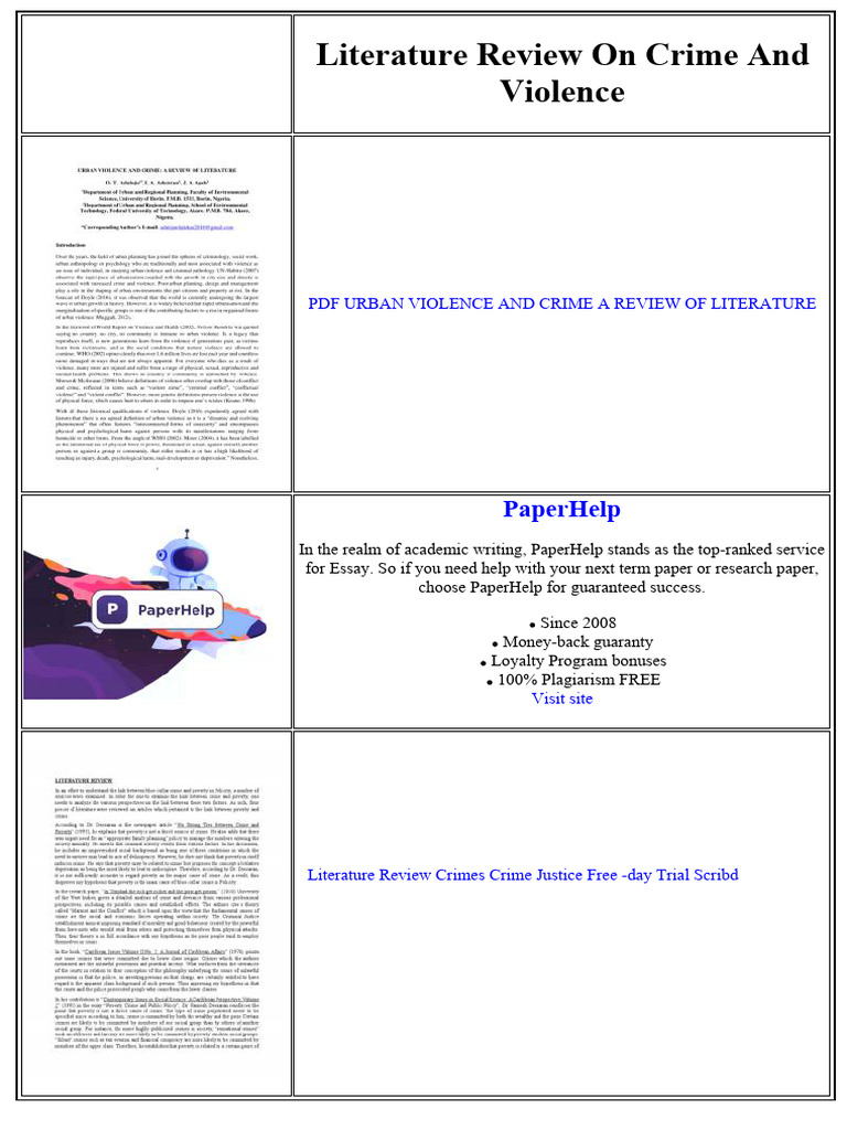 Literature Review On Crime and Violence | PDF | Crimes | Crime & Violence
