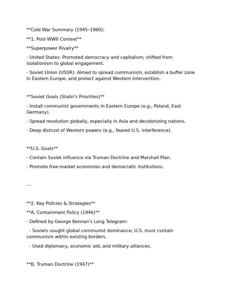 Cold War Overview: 1945-1960 Key Events | PDF | Cold War | Communism