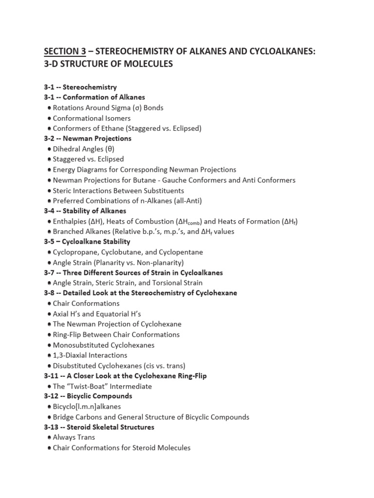 Section3 Stereochemistry of Alkanes and Cycloalkanes | PDF