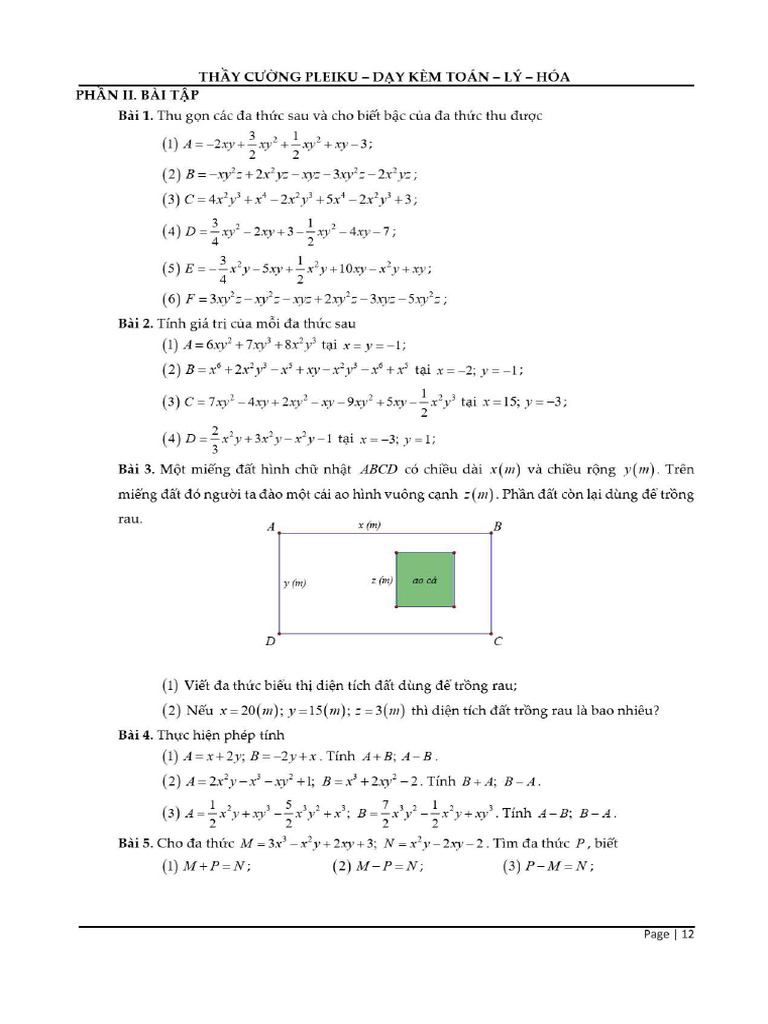 BVN C NG, TR, Nhân, Chia Đa TH C | PDF
