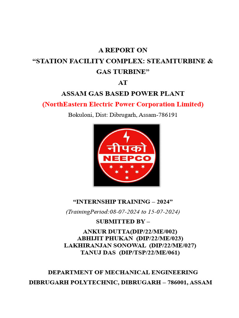 NEEPCO Final Report | PDF | Boiler | Gas Turbine