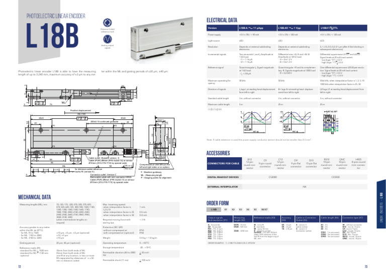 L18B Incremental Linear Encoder Datasheet | PDF | Computer Engineering ...