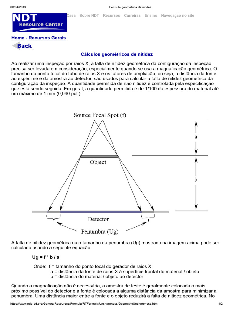 Cálculo da Penumbra Geométrica | PDF | Raio X | Distância
