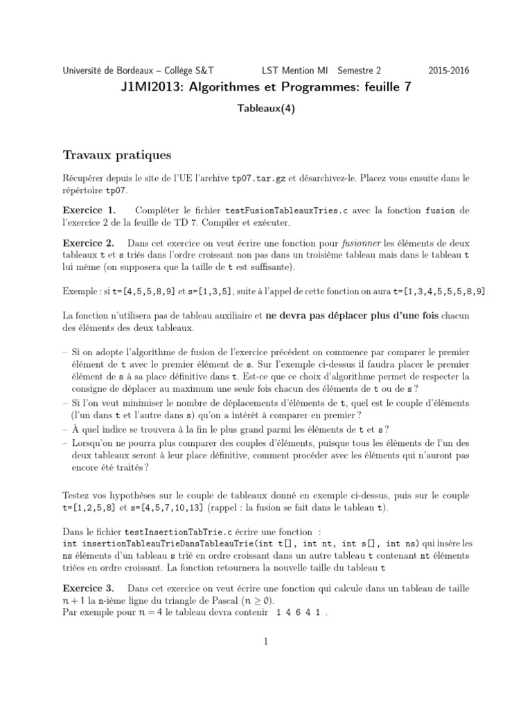 Fusion et Triangle de Pascal en C | PDF | Mathématiques | Mathématiques ...