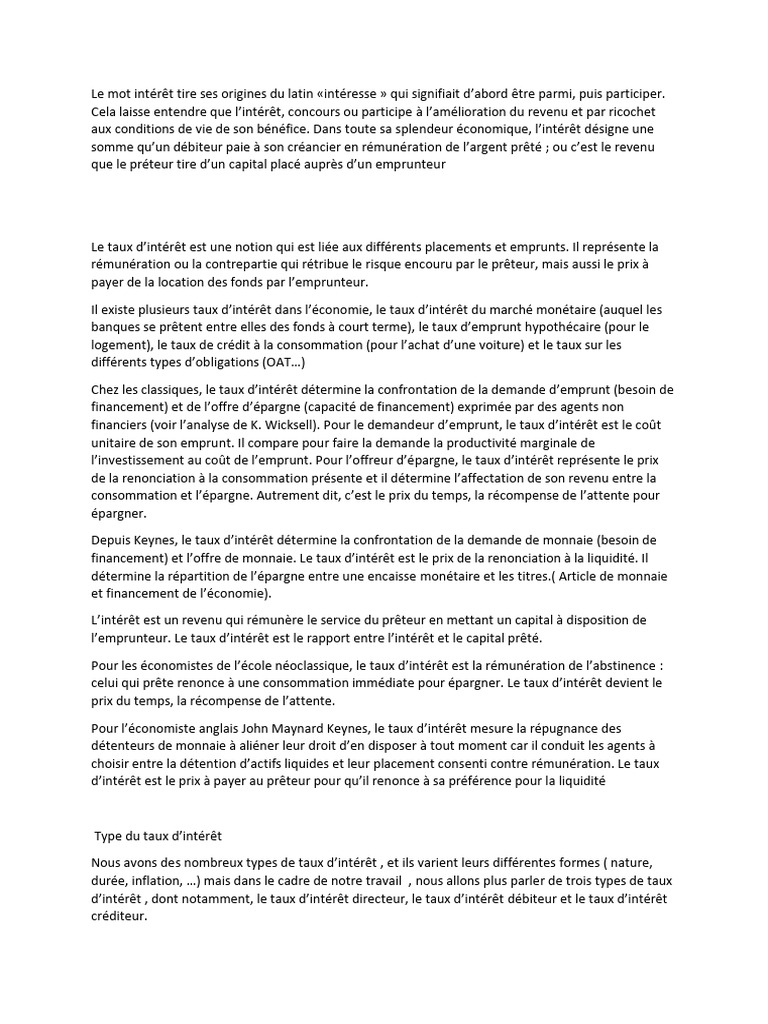 Comprendre les types de taux d'intérêt | PDF | Taux d'intérêt | Prêts