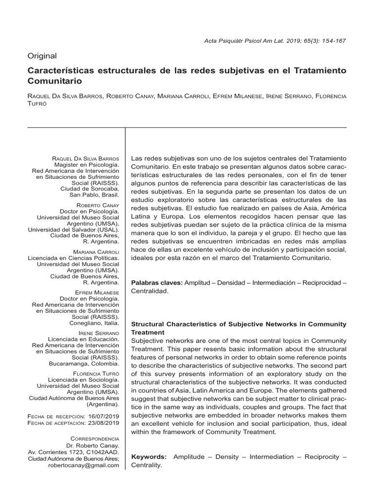 Estructura de Redes Subjetivas en Tratamiento Comunitario | PDF ...