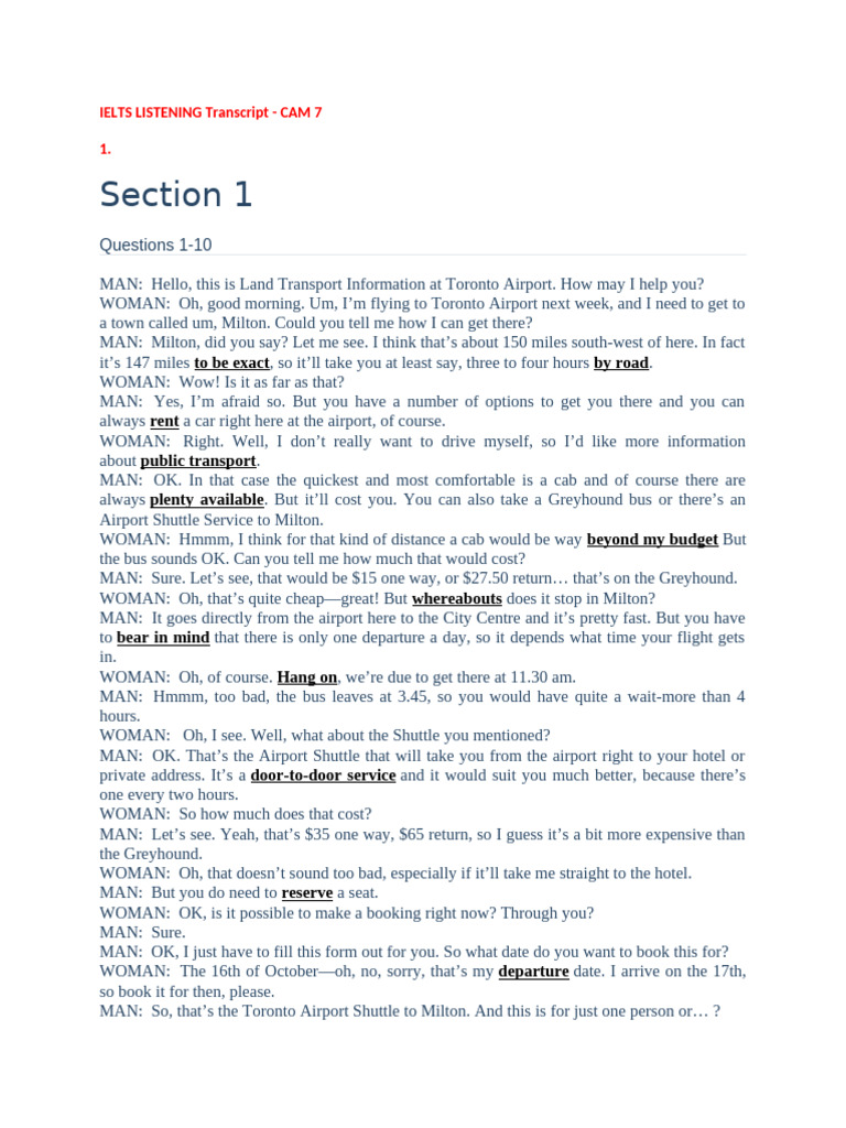 IELTS Listening: CAM 7 Transcript | PDF | Antarctica | Camping