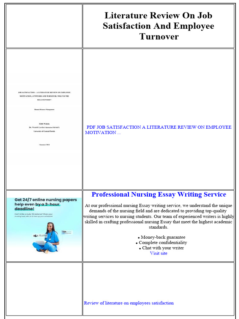 Literature Review On Job Satisfaction and Employee Turnover | PDF | Job ...
