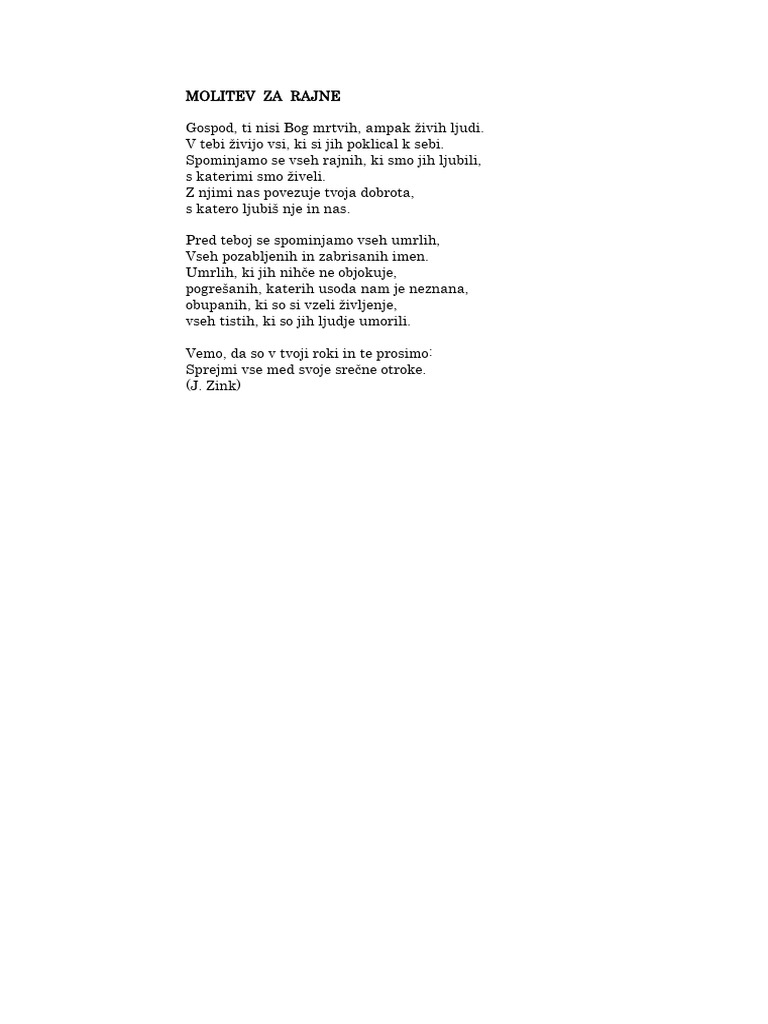 Molitev Za Rajne | PDF
