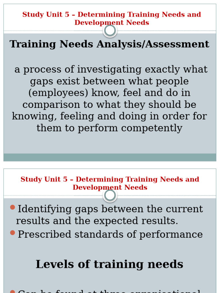 Training Needs Assessment Guide | PDF | Behavior Modification ...