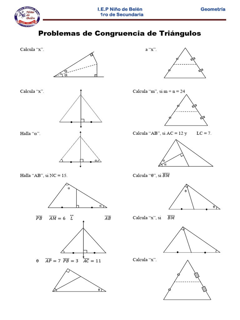 Ejercicios de Geometría para 1ro Secundaria | PDF