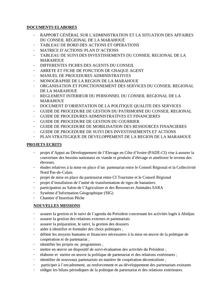 Rapport sur l'Administration Marahoué | PDF | Côte d'Ivoire